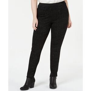NEW Style & Co. Comfort Black Paisley Utopia Ponte Leggings Plus Size 14W Pants